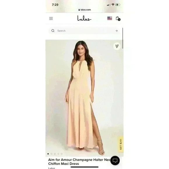 NWT LULUS Aim for amour champagne halter maxi dress, medium. NWT - Picture 2 of 13